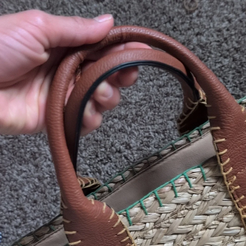 Universal Thread Faux Leather Wicker Woven Women's Basket Bag
